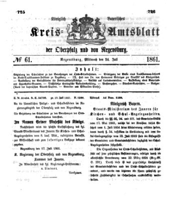 Königlich-bayerisches Kreis-Amtsblatt der Oberpfalz und von Regensburg (Königlich bayerisches Intelligenzblatt für die Oberpfalz und von Regensburg) Mittwoch 24. Juli 1861