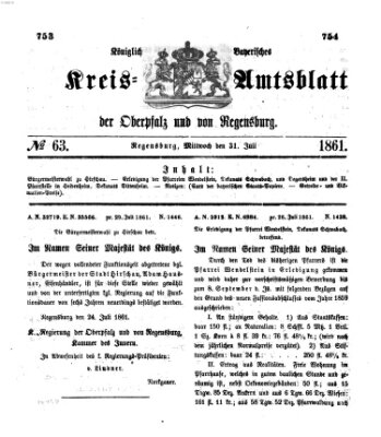 Königlich-bayerisches Kreis-Amtsblatt der Oberpfalz und von Regensburg (Königlich bayerisches Intelligenzblatt für die Oberpfalz und von Regensburg) Mittwoch 31. Juli 1861