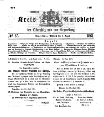 Königlich-bayerisches Kreis-Amtsblatt der Oberpfalz und von Regensburg (Königlich bayerisches Intelligenzblatt für die Oberpfalz und von Regensburg) Mittwoch 7. August 1861