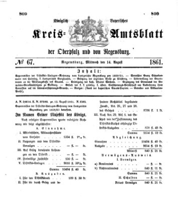 Königlich-bayerisches Kreis-Amtsblatt der Oberpfalz und von Regensburg (Königlich bayerisches Intelligenzblatt für die Oberpfalz und von Regensburg) Mittwoch 14. August 1861