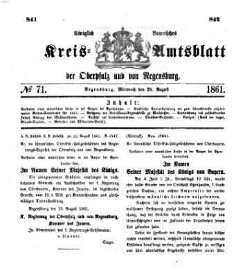 Königlich-bayerisches Kreis-Amtsblatt der Oberpfalz und von Regensburg (Königlich bayerisches Intelligenzblatt für die Oberpfalz und von Regensburg) Mittwoch 28. August 1861