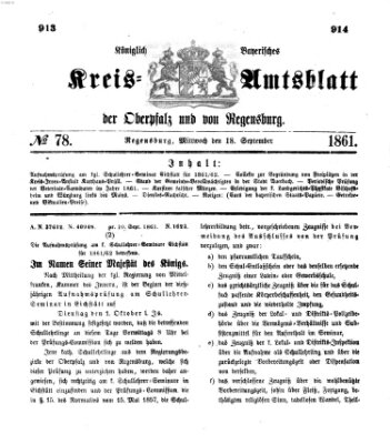 Königlich-bayerisches Kreis-Amtsblatt der Oberpfalz und von Regensburg (Königlich bayerisches Intelligenzblatt für die Oberpfalz und von Regensburg) Mittwoch 18. September 1861