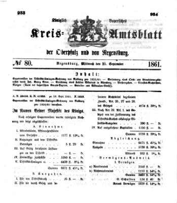 Königlich-bayerisches Kreis-Amtsblatt der Oberpfalz und von Regensburg (Königlich bayerisches Intelligenzblatt für die Oberpfalz und von Regensburg) Mittwoch 25. September 1861