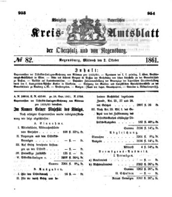 Königlich-bayerisches Kreis-Amtsblatt der Oberpfalz und von Regensburg (Königlich bayerisches Intelligenzblatt für die Oberpfalz und von Regensburg) Mittwoch 2. Oktober 1861