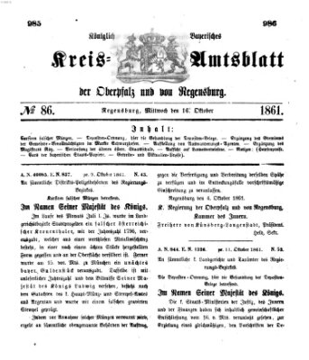 Königlich-bayerisches Kreis-Amtsblatt der Oberpfalz und von Regensburg (Königlich bayerisches Intelligenzblatt für die Oberpfalz und von Regensburg) Mittwoch 16. Oktober 1861