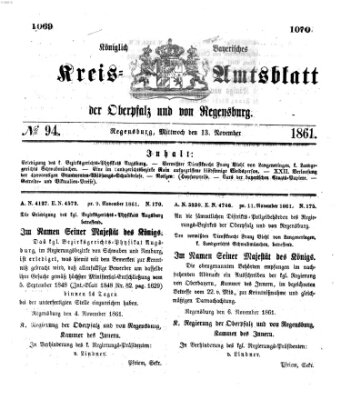 Königlich-bayerisches Kreis-Amtsblatt der Oberpfalz und von Regensburg (Königlich bayerisches Intelligenzblatt für die Oberpfalz und von Regensburg) Mittwoch 13. November 1861