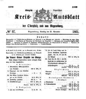 Königlich-bayerisches Kreis-Amtsblatt der Oberpfalz und von Regensburg (Königlich bayerisches Intelligenzblatt für die Oberpfalz und von Regensburg) Samstag 23. November 1861