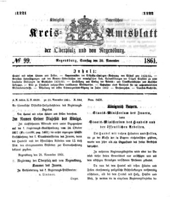 Königlich-bayerisches Kreis-Amtsblatt der Oberpfalz und von Regensburg (Königlich bayerisches Intelligenzblatt für die Oberpfalz und von Regensburg) Samstag 30. November 1861