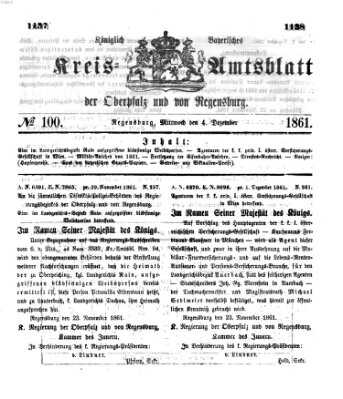 Königlich-bayerisches Kreis-Amtsblatt der Oberpfalz und von Regensburg (Königlich bayerisches Intelligenzblatt für die Oberpfalz und von Regensburg) Mittwoch 4. Dezember 1861