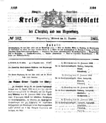 Königlich-bayerisches Kreis-Amtsblatt der Oberpfalz und von Regensburg (Königlich bayerisches Intelligenzblatt für die Oberpfalz und von Regensburg) Mittwoch 11. Dezember 1861