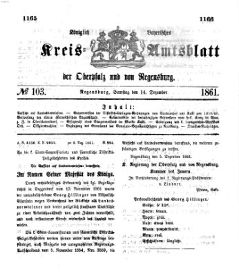 Königlich-bayerisches Kreis-Amtsblatt der Oberpfalz und von Regensburg (Königlich bayerisches Intelligenzblatt für die Oberpfalz und von Regensburg) Samstag 14. Dezember 1861