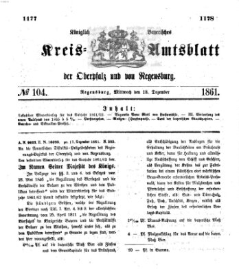 Königlich-bayerisches Kreis-Amtsblatt der Oberpfalz und von Regensburg (Königlich bayerisches Intelligenzblatt für die Oberpfalz und von Regensburg) Mittwoch 18. Dezember 1861