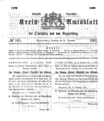 Königlich-bayerisches Kreis-Amtsblatt der Oberpfalz und von Regensburg (Königlich bayerisches Intelligenzblatt für die Oberpfalz und von Regensburg) Samstag 21. Dezember 1861