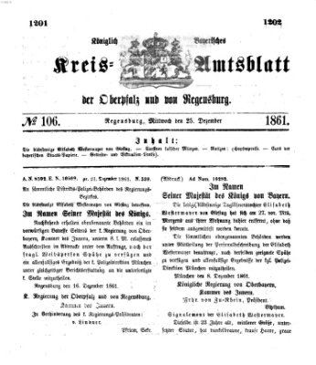 Königlich-bayerisches Kreis-Amtsblatt der Oberpfalz und von Regensburg (Königlich bayerisches Intelligenzblatt für die Oberpfalz und von Regensburg) Mittwoch 25. Dezember 1861