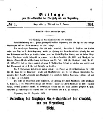 Königlich-bayerisches Kreis-Amtsblatt der Oberpfalz und von Regensburg (Königlich bayerisches Intelligenzblatt für die Oberpfalz und von Regensburg) Mittwoch 2. Januar 1861