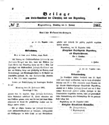 Königlich-bayerisches Kreis-Amtsblatt der Oberpfalz und von Regensburg (Königlich bayerisches Intelligenzblatt für die Oberpfalz und von Regensburg) Samstag 5. Januar 1861