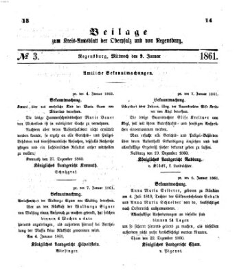 Königlich-bayerisches Kreis-Amtsblatt der Oberpfalz und von Regensburg (Königlich bayerisches Intelligenzblatt für die Oberpfalz und von Regensburg) Mittwoch 9. Januar 1861