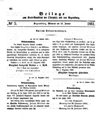 Königlich-bayerisches Kreis-Amtsblatt der Oberpfalz und von Regensburg (Königlich bayerisches Intelligenzblatt für die Oberpfalz und von Regensburg) Mittwoch 16. Januar 1861