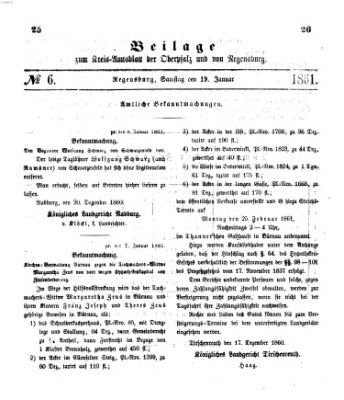 Königlich-bayerisches Kreis-Amtsblatt der Oberpfalz und von Regensburg (Königlich bayerisches Intelligenzblatt für die Oberpfalz und von Regensburg) Samstag 19. Januar 1861