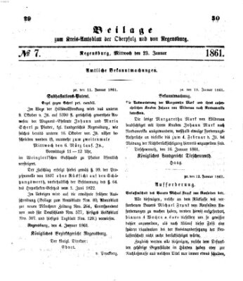 Königlich-bayerisches Kreis-Amtsblatt der Oberpfalz und von Regensburg (Königlich bayerisches Intelligenzblatt für die Oberpfalz und von Regensburg) Mittwoch 23. Januar 1861