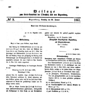 Königlich-bayerisches Kreis-Amtsblatt der Oberpfalz und von Regensburg (Königlich bayerisches Intelligenzblatt für die Oberpfalz und von Regensburg) Samstag 26. Januar 1861