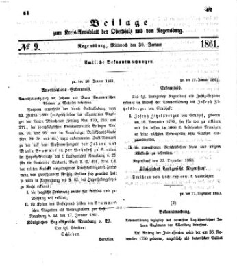 Königlich-bayerisches Kreis-Amtsblatt der Oberpfalz und von Regensburg (Königlich bayerisches Intelligenzblatt für die Oberpfalz und von Regensburg) Mittwoch 30. Januar 1861