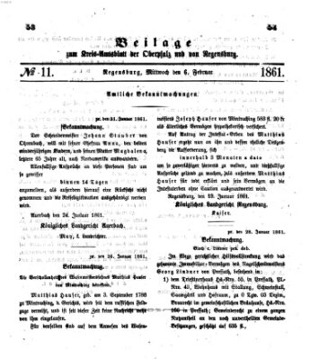 Königlich-bayerisches Kreis-Amtsblatt der Oberpfalz und von Regensburg (Königlich bayerisches Intelligenzblatt für die Oberpfalz und von Regensburg) Mittwoch 6. Februar 1861