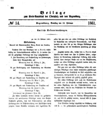 Königlich-bayerisches Kreis-Amtsblatt der Oberpfalz und von Regensburg (Königlich bayerisches Intelligenzblatt für die Oberpfalz und von Regensburg) Samstag 16. Februar 1861