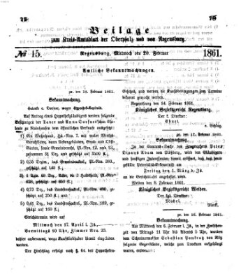 Königlich-bayerisches Kreis-Amtsblatt der Oberpfalz und von Regensburg (Königlich bayerisches Intelligenzblatt für die Oberpfalz und von Regensburg) Mittwoch 20. Februar 1861