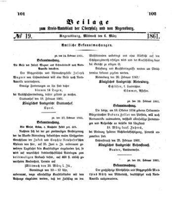 Königlich-bayerisches Kreis-Amtsblatt der Oberpfalz und von Regensburg (Königlich bayerisches Intelligenzblatt für die Oberpfalz und von Regensburg) Mittwoch 6. März 1861