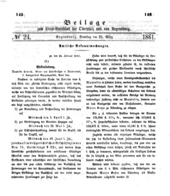 Königlich-bayerisches Kreis-Amtsblatt der Oberpfalz und von Regensburg (Königlich bayerisches Intelligenzblatt für die Oberpfalz und von Regensburg) Samstag 23. März 1861