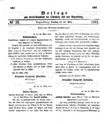 Königlich-bayerisches Kreis-Amtsblatt der Oberpfalz und von Regensburg (Königlich bayerisches Intelligenzblatt für die Oberpfalz und von Regensburg) Samstag 30. März 1861