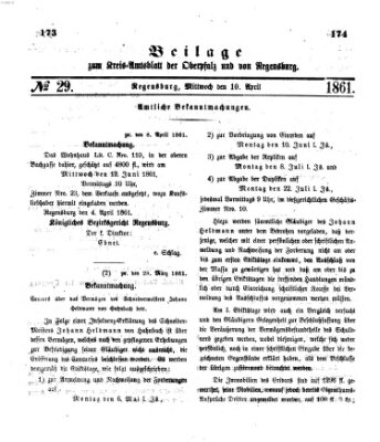 Königlich-bayerisches Kreis-Amtsblatt der Oberpfalz und von Regensburg (Königlich bayerisches Intelligenzblatt für die Oberpfalz und von Regensburg) Mittwoch 10. April 1861