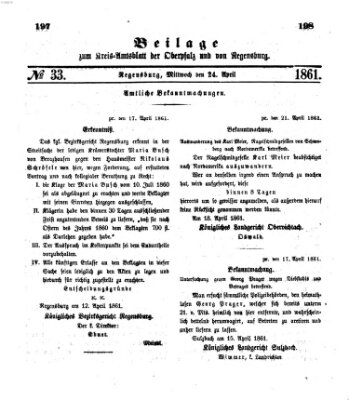 Königlich-bayerisches Kreis-Amtsblatt der Oberpfalz und von Regensburg (Königlich bayerisches Intelligenzblatt für die Oberpfalz und von Regensburg) Mittwoch 24. April 1861