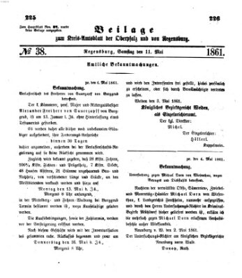 Königlich-bayerisches Kreis-Amtsblatt der Oberpfalz und von Regensburg (Königlich bayerisches Intelligenzblatt für die Oberpfalz und von Regensburg) Samstag 11. Mai 1861