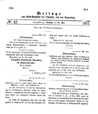 Königlich-bayerisches Kreis-Amtsblatt der Oberpfalz und von Regensburg (Königlich bayerisches Intelligenzblatt für die Oberpfalz und von Regensburg) Samstag 25. Mai 1861