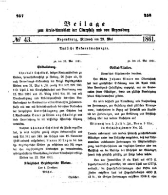 Königlich-bayerisches Kreis-Amtsblatt der Oberpfalz und von Regensburg (Königlich bayerisches Intelligenzblatt für die Oberpfalz und von Regensburg) Mittwoch 29. Mai 1861