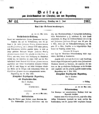 Königlich-bayerisches Kreis-Amtsblatt der Oberpfalz und von Regensburg (Königlich bayerisches Intelligenzblatt für die Oberpfalz und von Regensburg) Samstag 1. Juni 1861