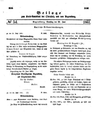 Königlich-bayerisches Kreis-Amtsblatt der Oberpfalz und von Regensburg (Königlich bayerisches Intelligenzblatt für die Oberpfalz und von Regensburg) Samstag 29. Juni 1861