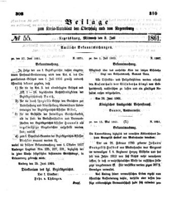 Königlich-bayerisches Kreis-Amtsblatt der Oberpfalz und von Regensburg (Königlich bayerisches Intelligenzblatt für die Oberpfalz und von Regensburg) Mittwoch 3. Juli 1861