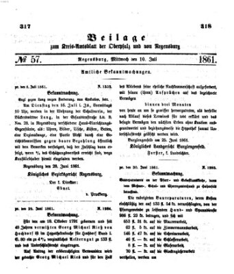 Königlich-bayerisches Kreis-Amtsblatt der Oberpfalz und von Regensburg (Königlich bayerisches Intelligenzblatt für die Oberpfalz und von Regensburg) Mittwoch 10. Juli 1861