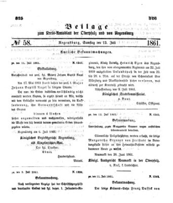 Königlich-bayerisches Kreis-Amtsblatt der Oberpfalz und von Regensburg (Königlich bayerisches Intelligenzblatt für die Oberpfalz und von Regensburg) Samstag 13. Juli 1861