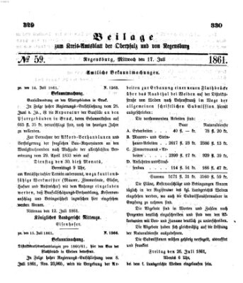 Königlich-bayerisches Kreis-Amtsblatt der Oberpfalz und von Regensburg (Königlich bayerisches Intelligenzblatt für die Oberpfalz und von Regensburg) Mittwoch 17. Juli 1861