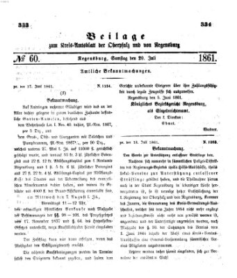 Königlich-bayerisches Kreis-Amtsblatt der Oberpfalz und von Regensburg (Königlich bayerisches Intelligenzblatt für die Oberpfalz und von Regensburg) Samstag 20. Juli 1861