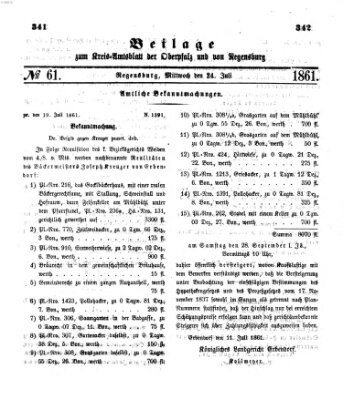 Königlich-bayerisches Kreis-Amtsblatt der Oberpfalz und von Regensburg (Königlich bayerisches Intelligenzblatt für die Oberpfalz und von Regensburg) Mittwoch 24. Juli 1861