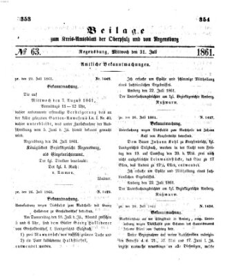 Königlich-bayerisches Kreis-Amtsblatt der Oberpfalz und von Regensburg (Königlich bayerisches Intelligenzblatt für die Oberpfalz und von Regensburg) Mittwoch 31. Juli 1861