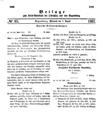 Königlich-bayerisches Kreis-Amtsblatt der Oberpfalz und von Regensburg (Königlich bayerisches Intelligenzblatt für die Oberpfalz und von Regensburg) Mittwoch 7. August 1861