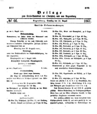 Königlich-bayerisches Kreis-Amtsblatt der Oberpfalz und von Regensburg (Königlich bayerisches Intelligenzblatt für die Oberpfalz und von Regensburg) Samstag 10. August 1861