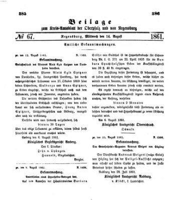 Königlich-bayerisches Kreis-Amtsblatt der Oberpfalz und von Regensburg (Königlich bayerisches Intelligenzblatt für die Oberpfalz und von Regensburg) Mittwoch 14. August 1861