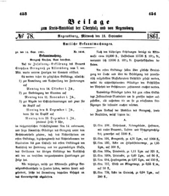 Königlich-bayerisches Kreis-Amtsblatt der Oberpfalz und von Regensburg (Königlich bayerisches Intelligenzblatt für die Oberpfalz und von Regensburg) Mittwoch 18. September 1861